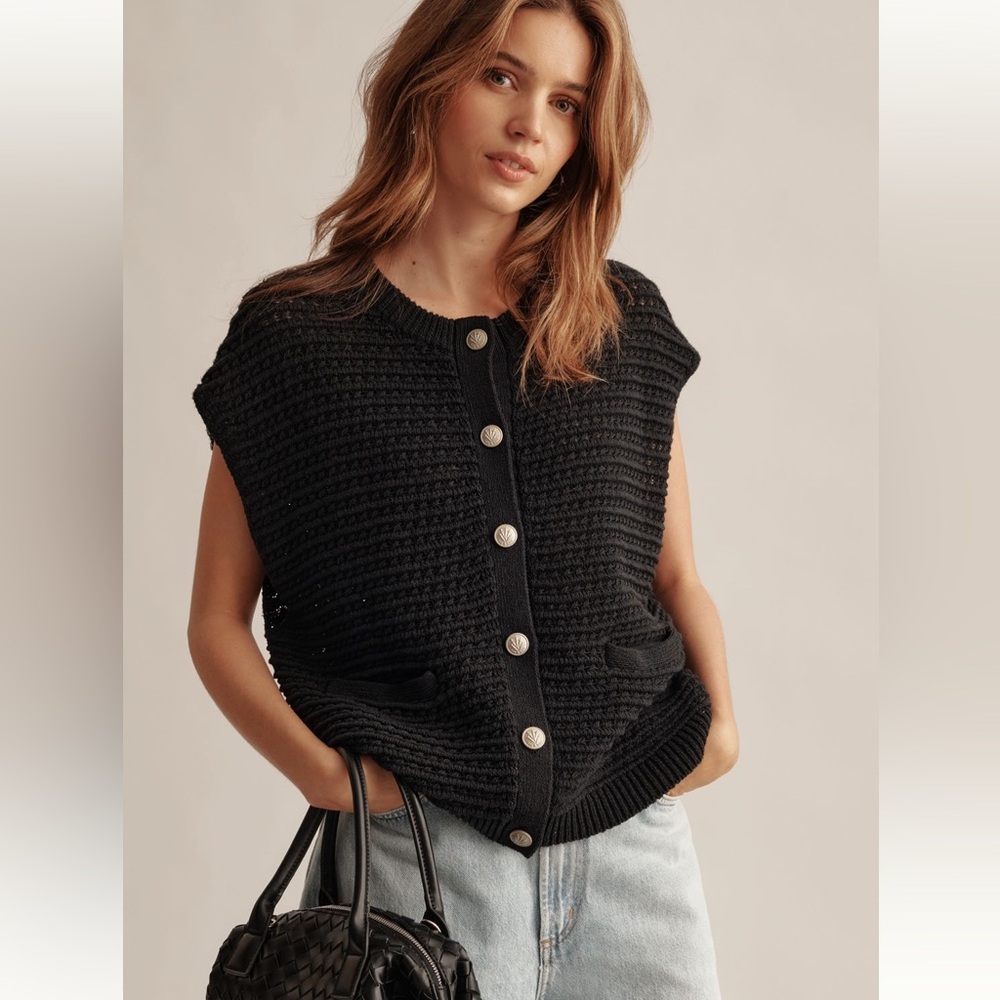 rag & bone New York Black Marlee Cotton Sweater Vest Size Medium NEW RARE